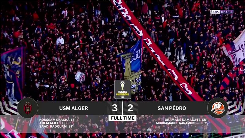 اتحاد الجزائر ينتصر بصعوبة على ضيفه سان بيدرو