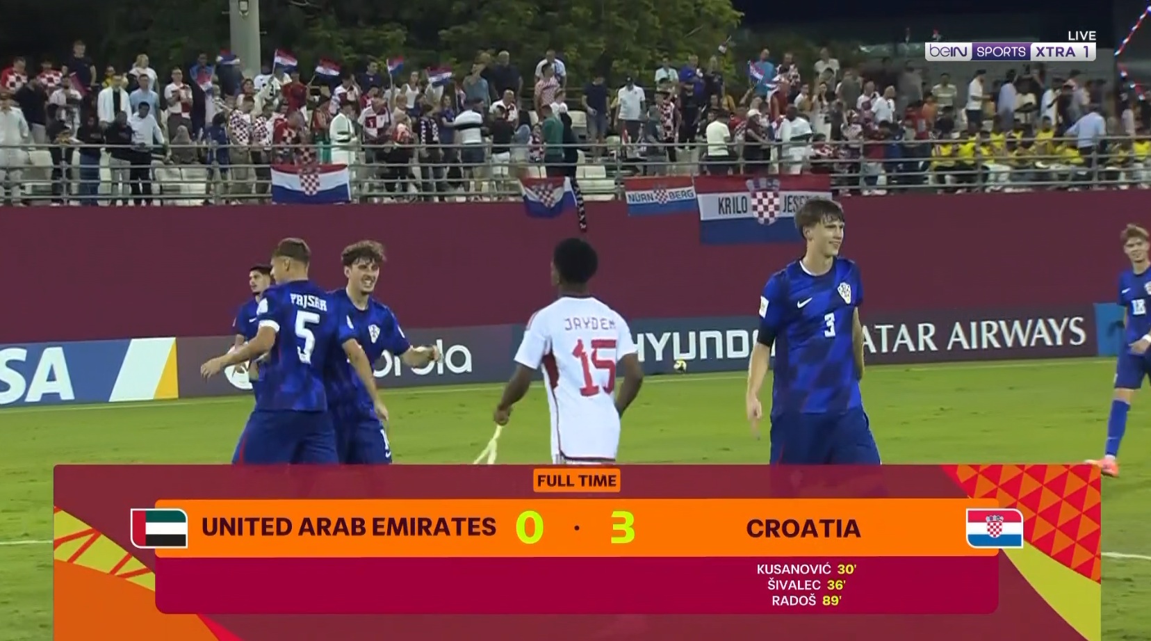 المنتخب الكرواتي يتخطّى نظيره الإماراتي بثلاثية