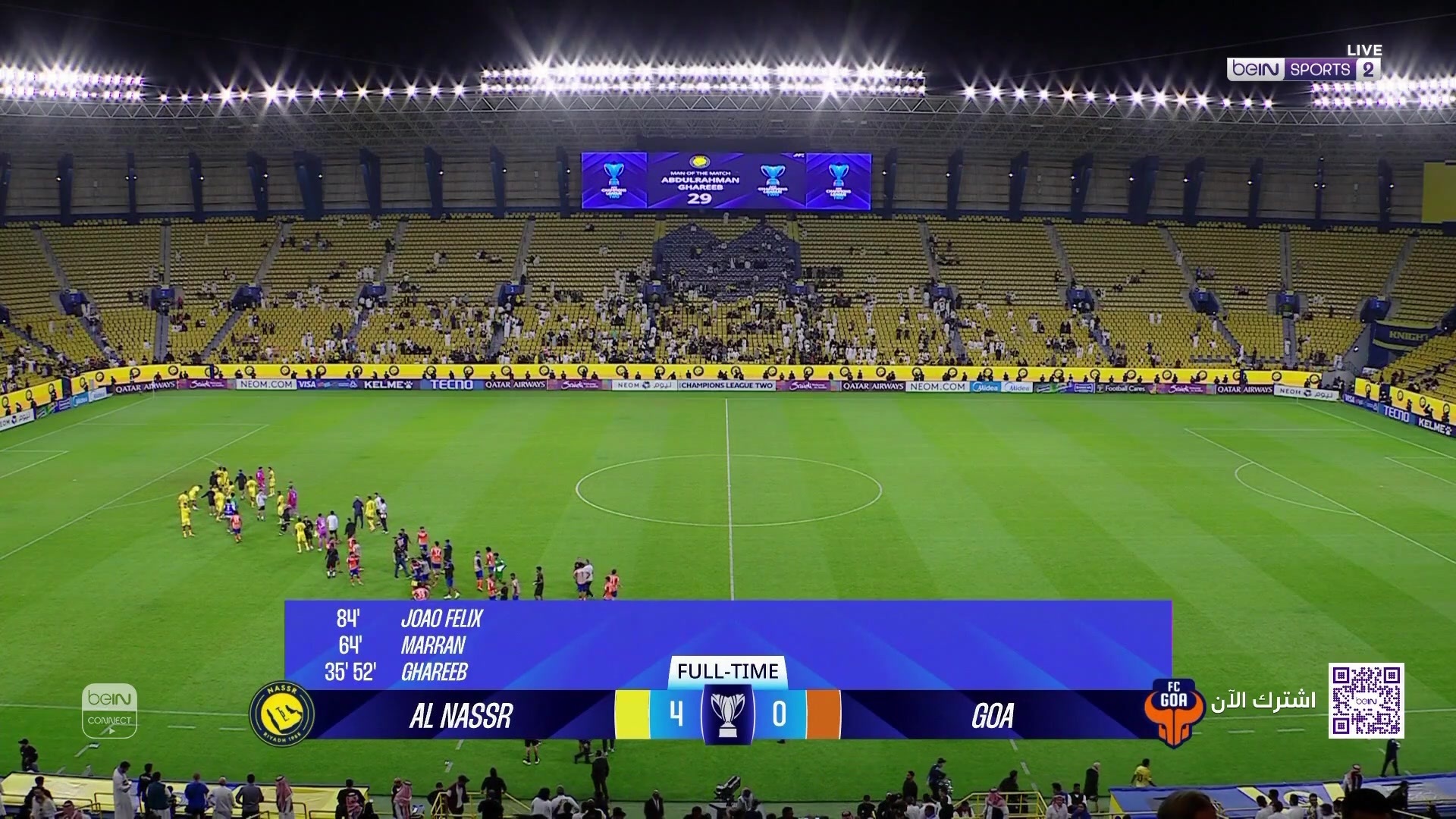 النصر يهزم غوا مجدّداً ويواصل نتائجه الإيجابية