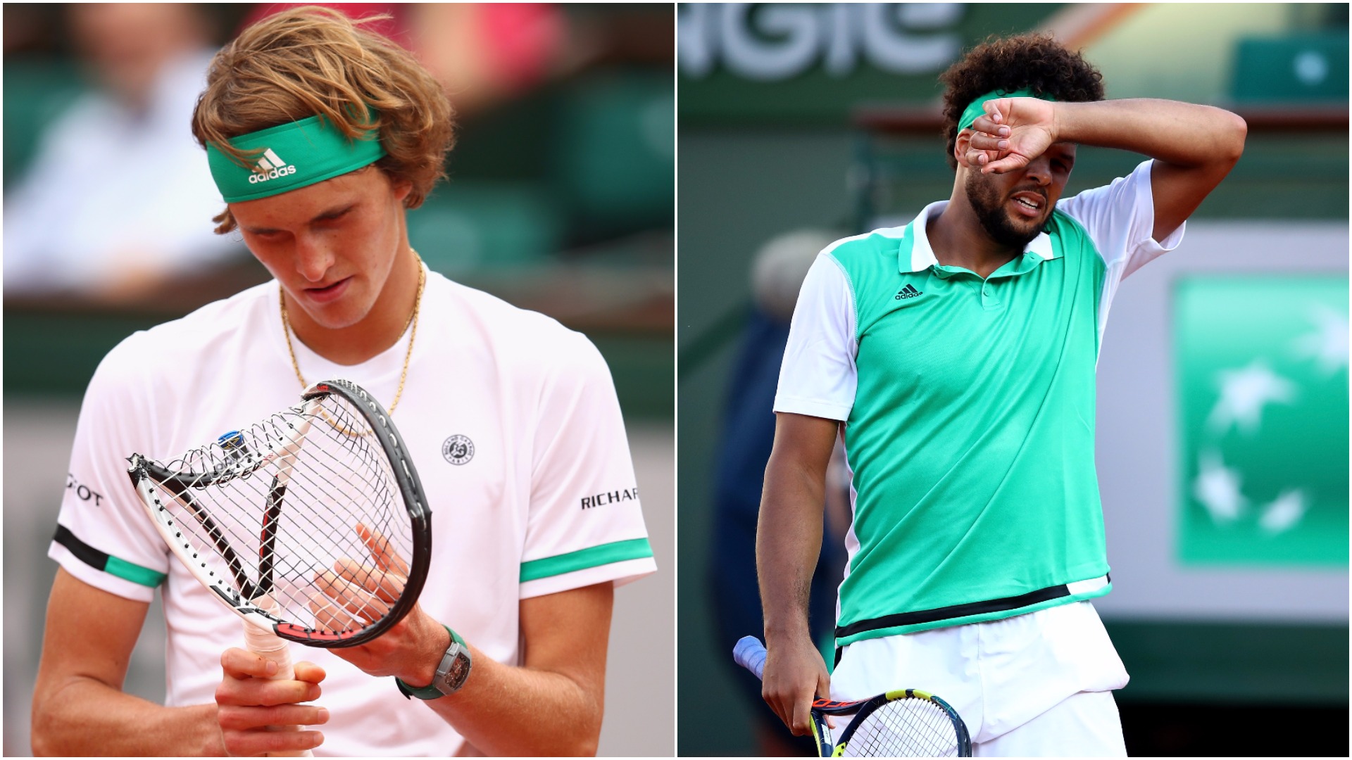 Zverev stumbles out, Tsonga on the brink