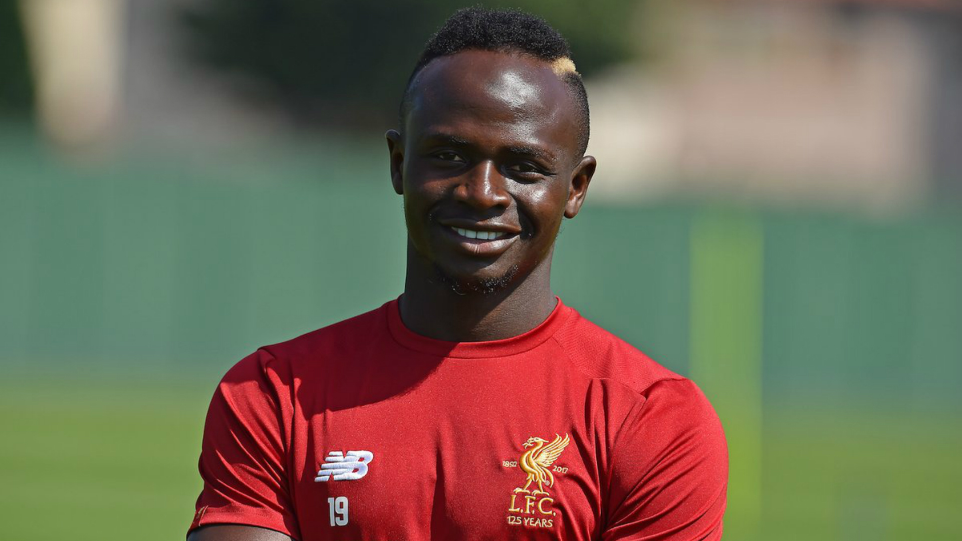 Sadio Mane of Liverpool with the new number 10 shirt at Melwood