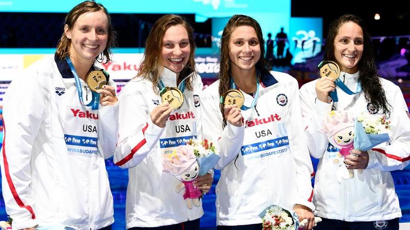 Ledecky wins 13th gold as USA rule world pool
