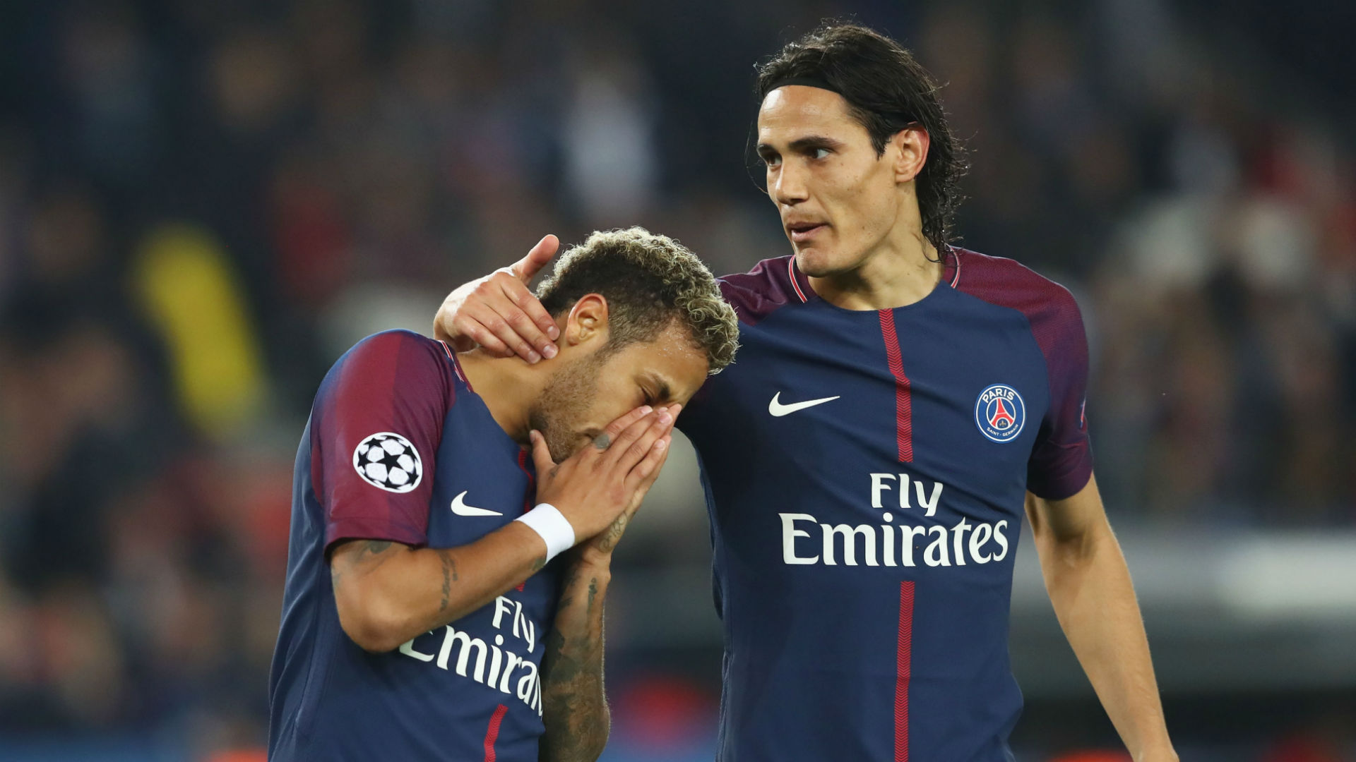 Friends again! Neymar hugs Cavani after converting PSG penalty