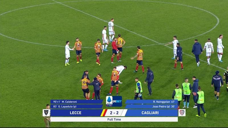 Nine-man Cagliari reclaim fourth after dramatic Lecce stalemate