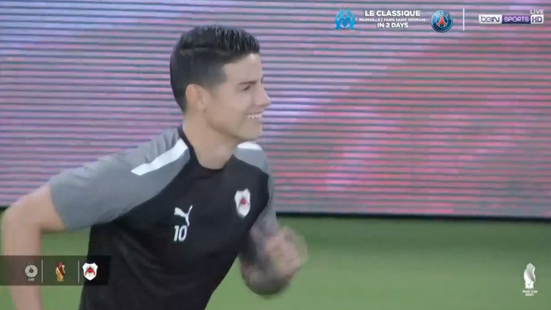James Rodríguez warms up before the Amir Cup in Qatar