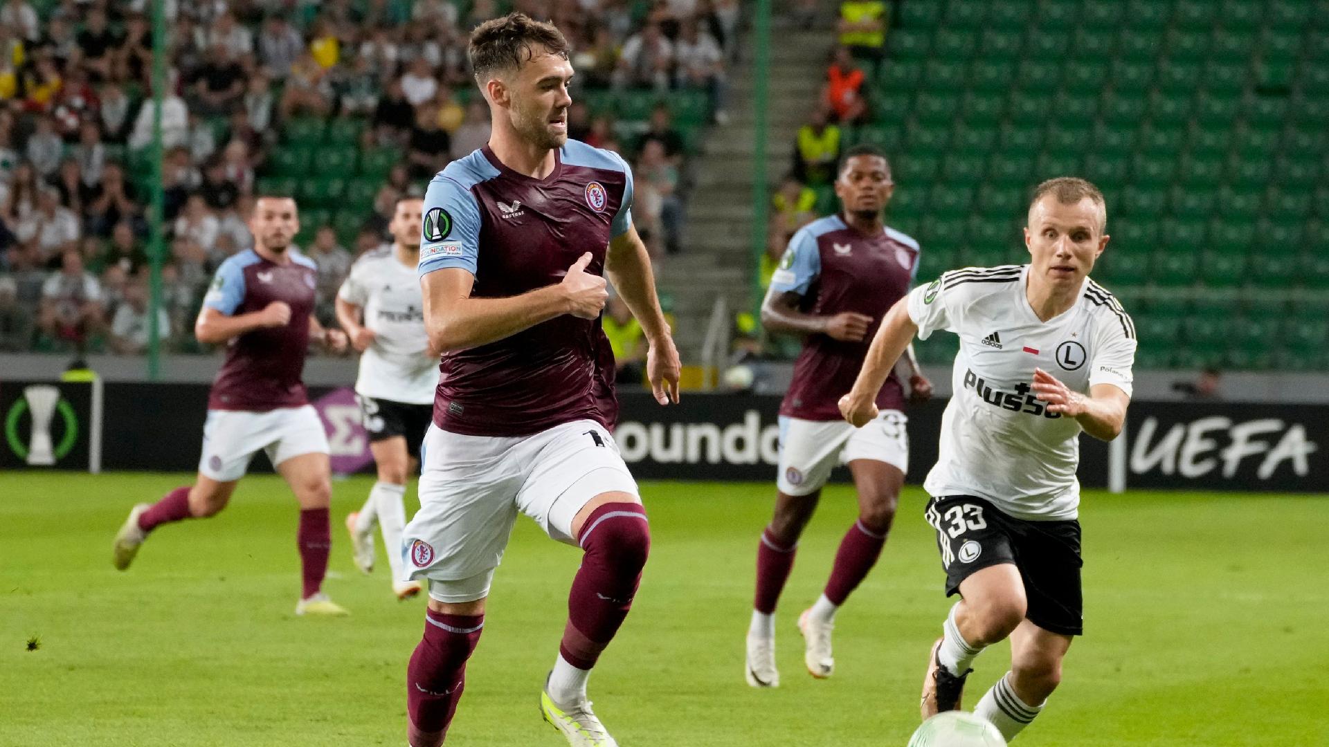 Aston Villa suffer defeat at Legia Warsaw on return to European action