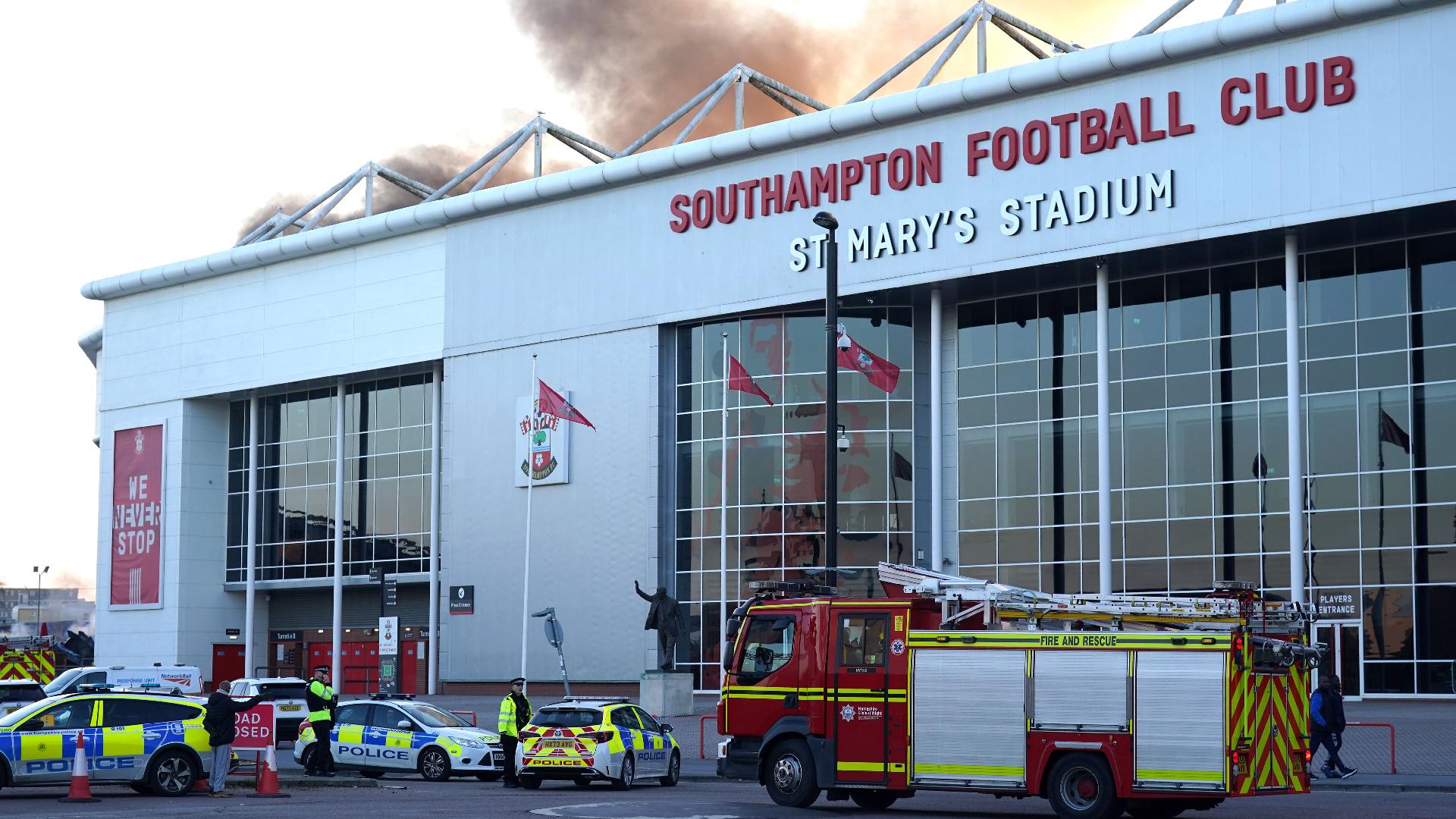 Southampton-Preston postponed after huge fire near St Mary’s Stadium