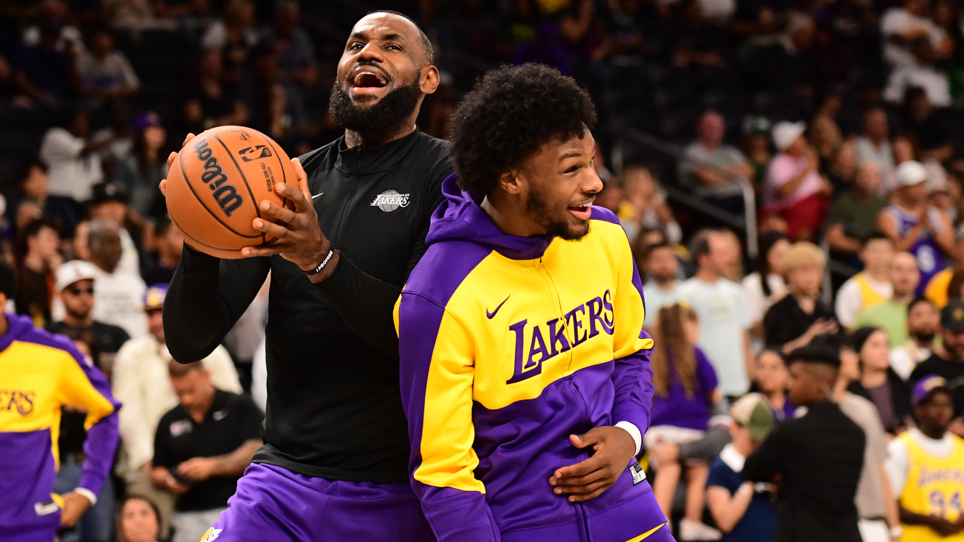 LeBron delighted with Bronny outing