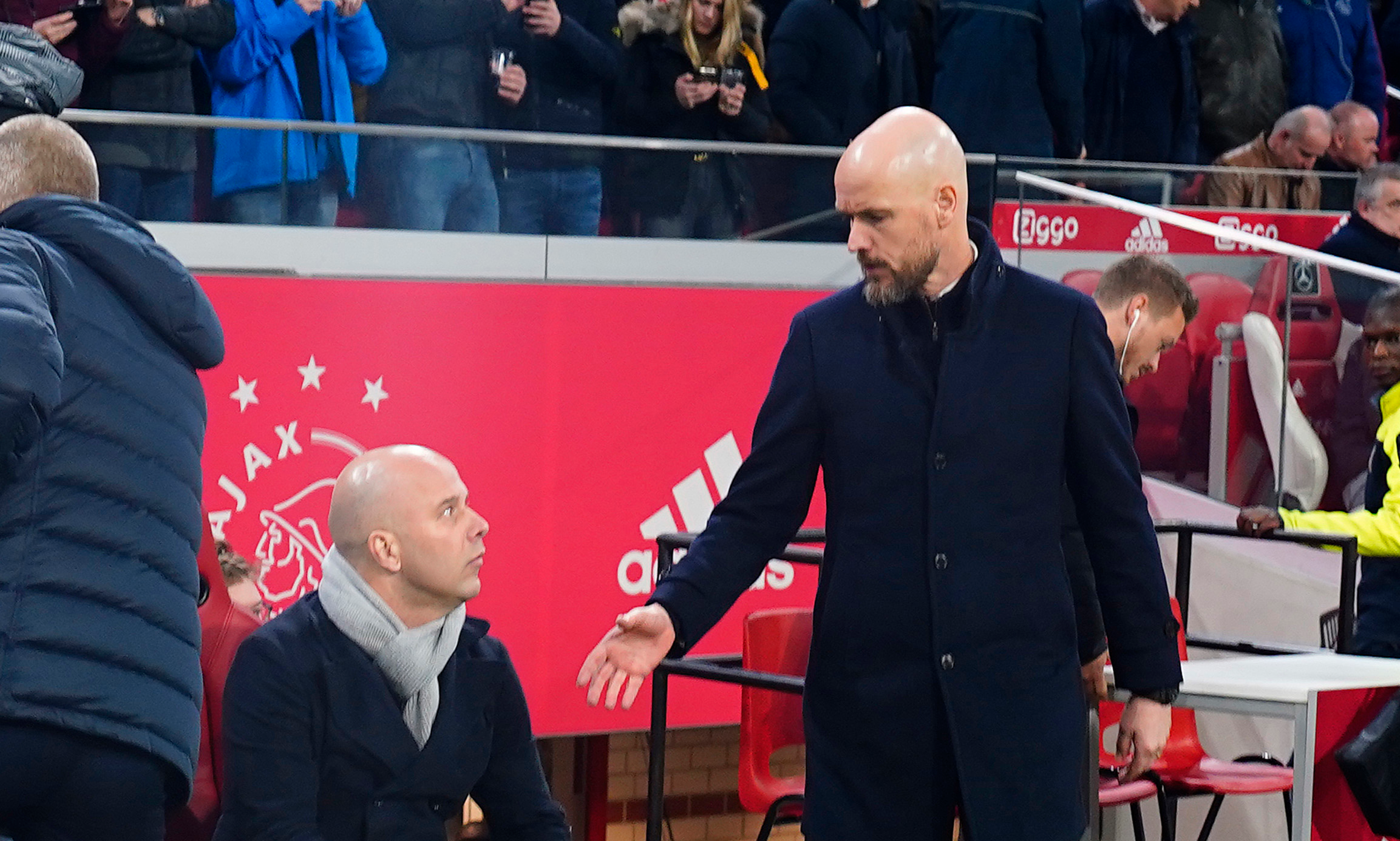 Arne Slot et Erik ten Hag