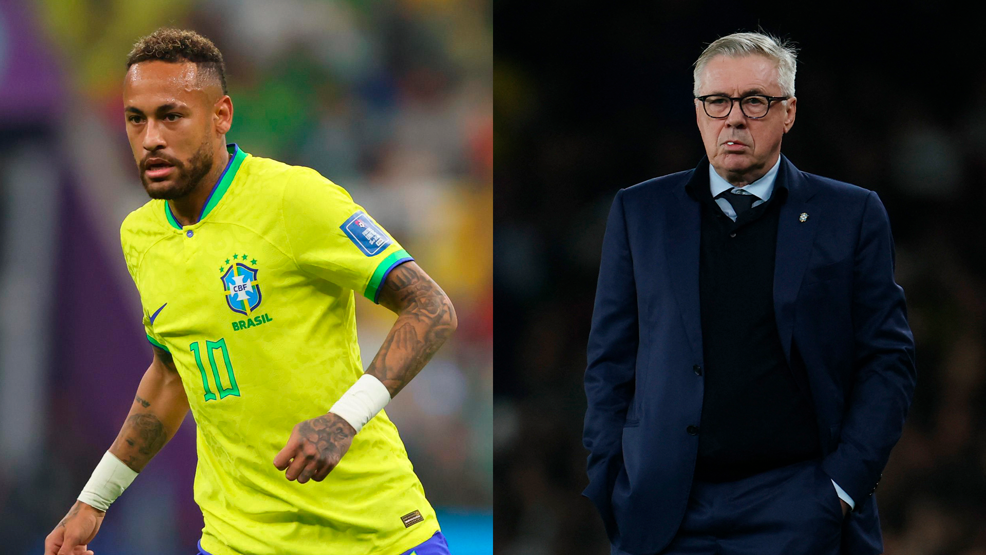 Neymar y Carlo Ancelotti