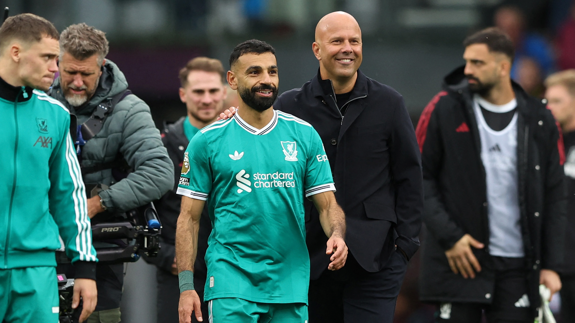 Arne Slot y Mohamed Salah