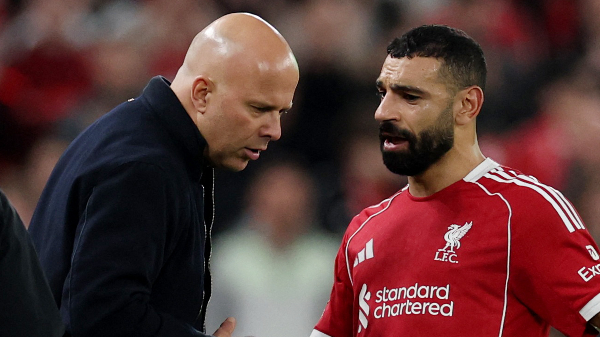 Arne Slot y Mohamed Salah