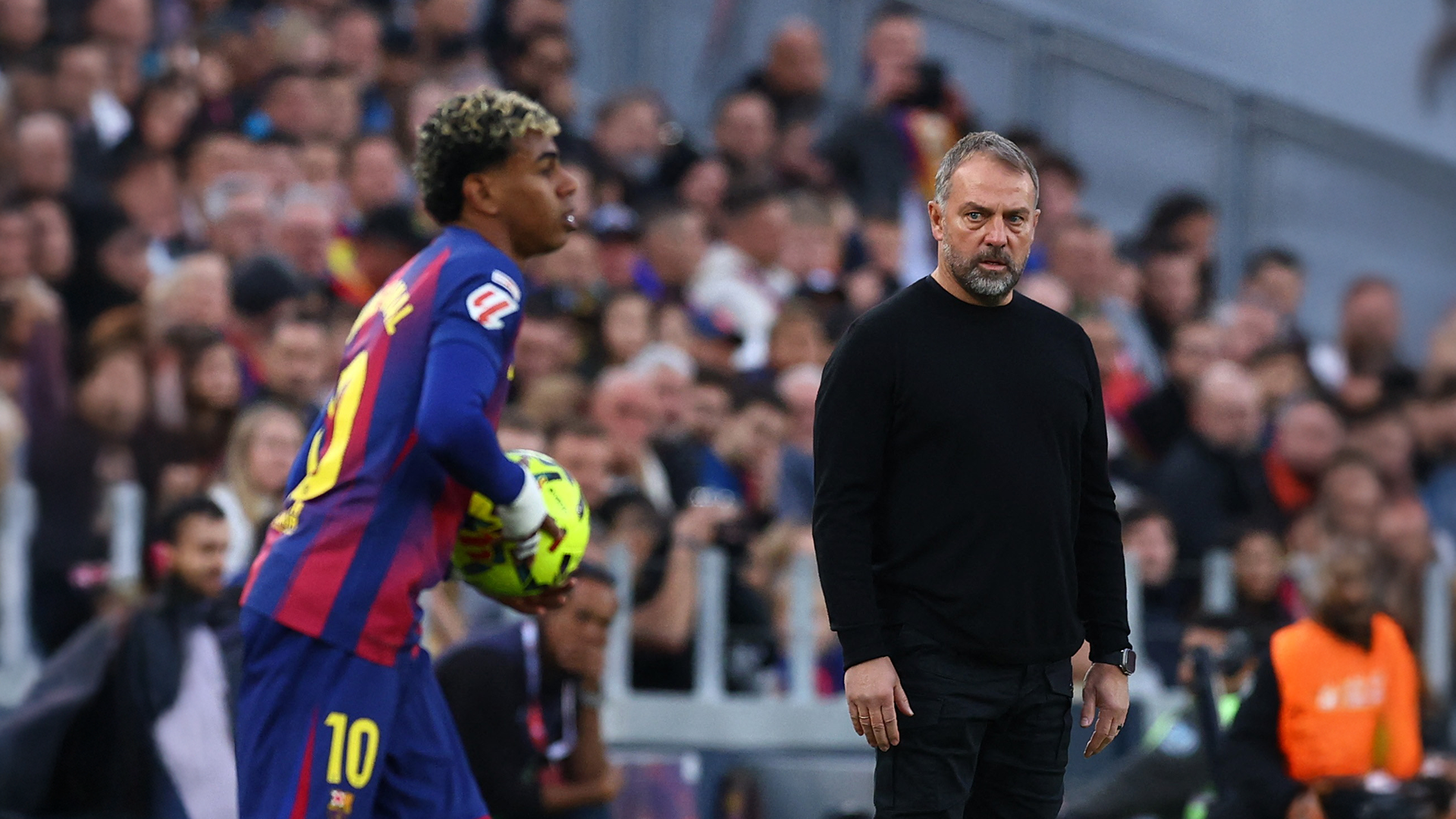 Hansi Flick y Lamine Yamal