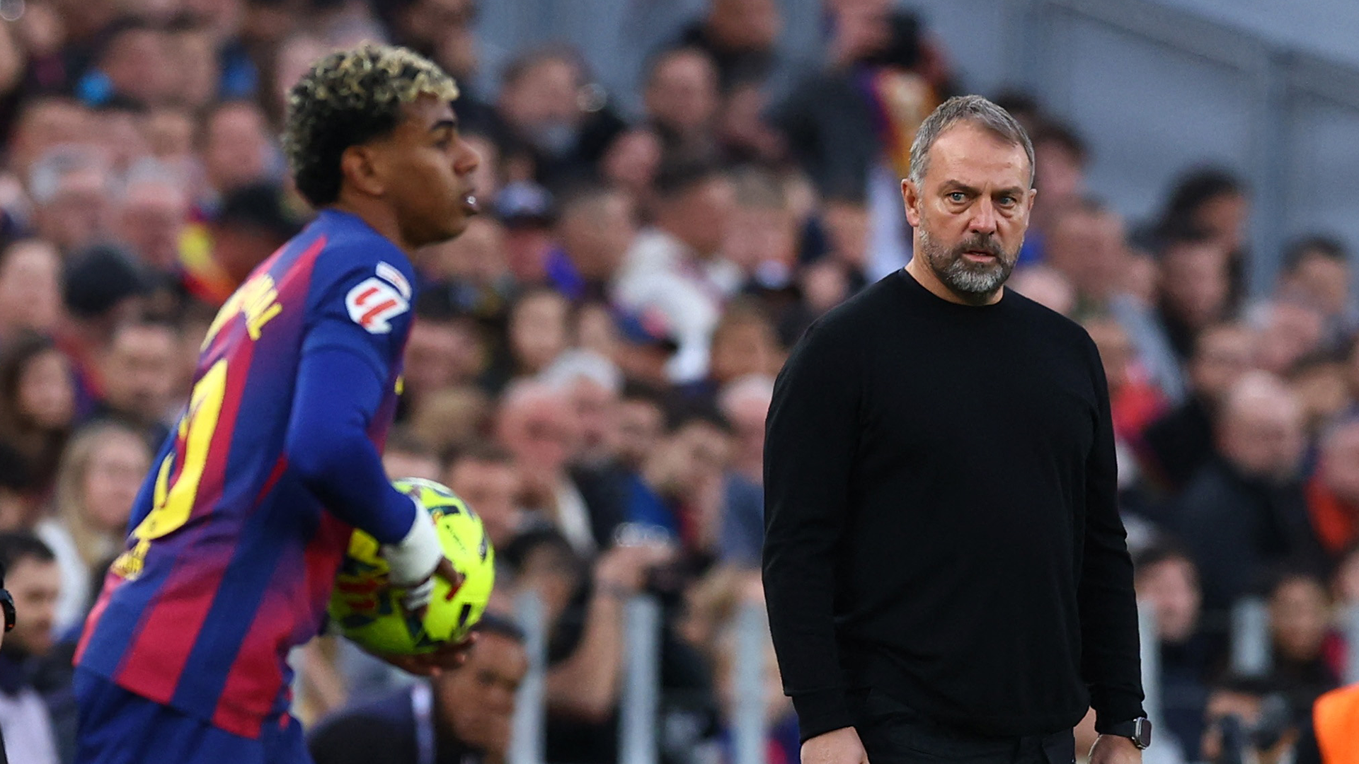 Hansi Flick y Lamine Yamal