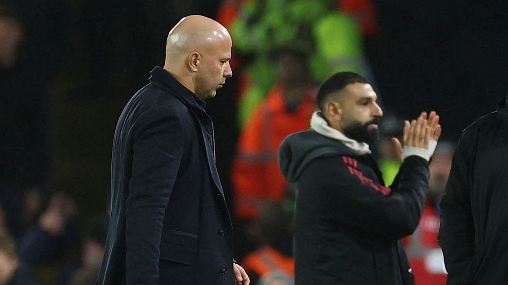 Arne Slot y Mohamed Salah