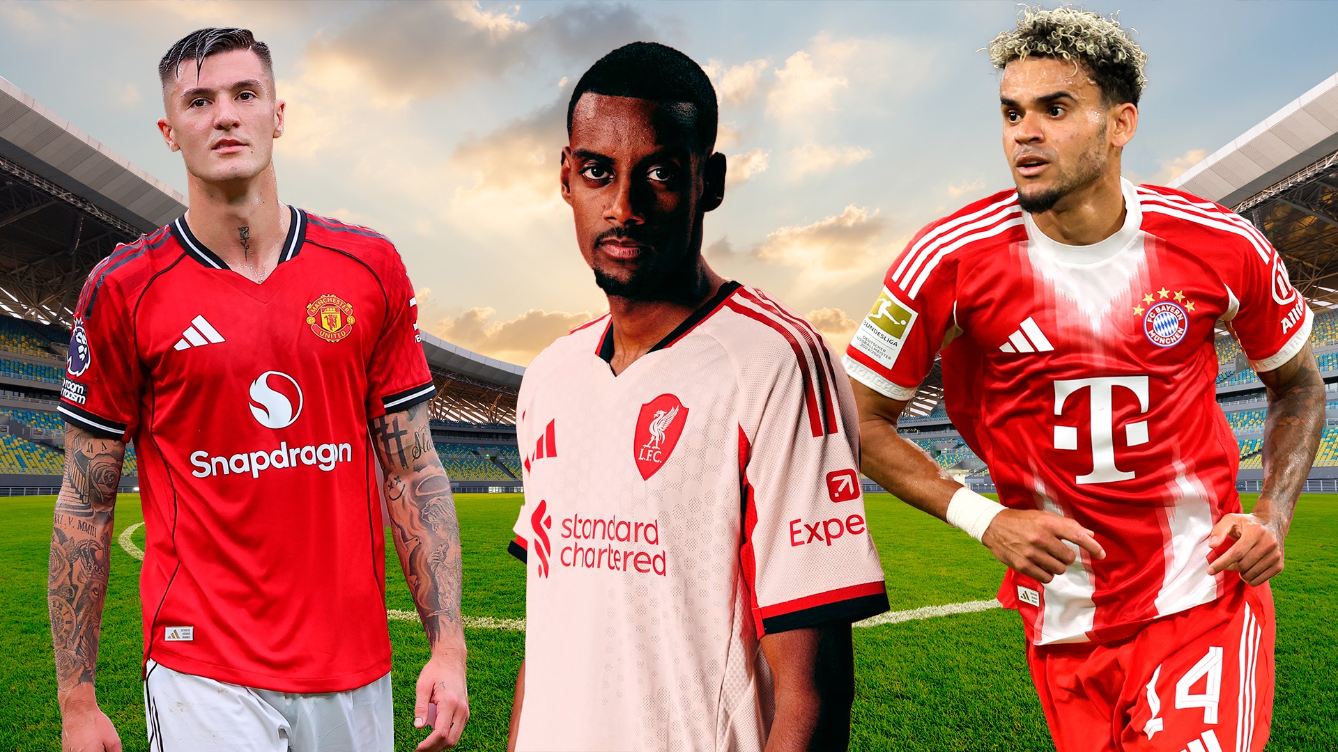 Benjamin Sesko, Alexander Isak y Luis Díaz