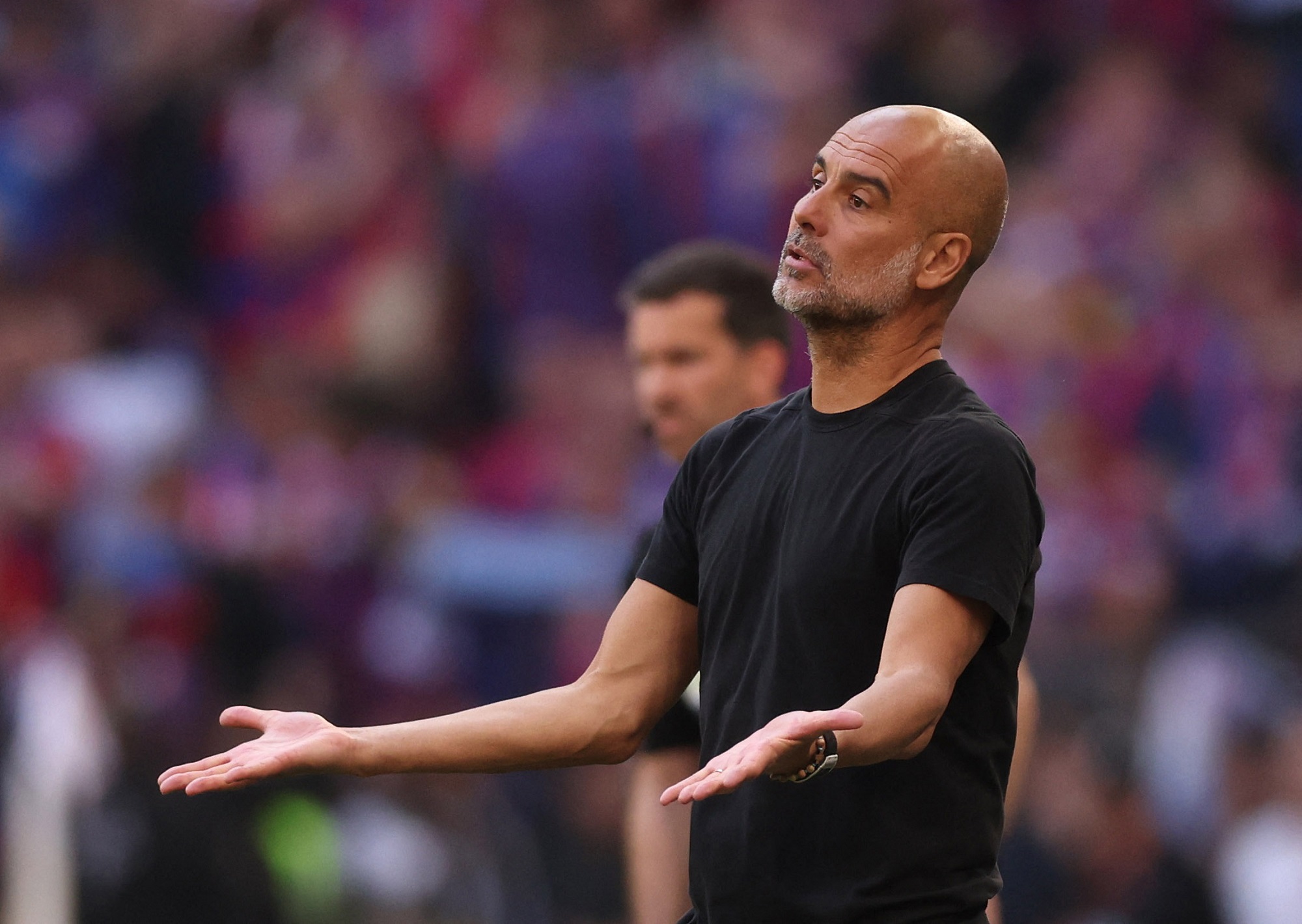 City manager Pep Guardiola reacts
