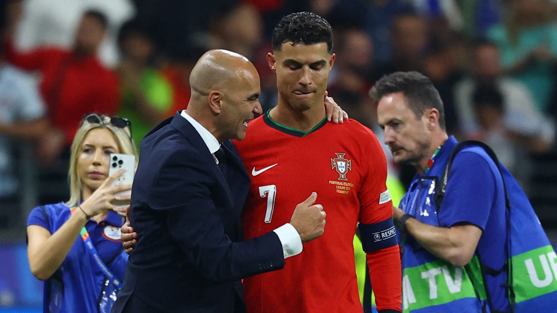 Cristiano Ronaldo y Roberto Martínez