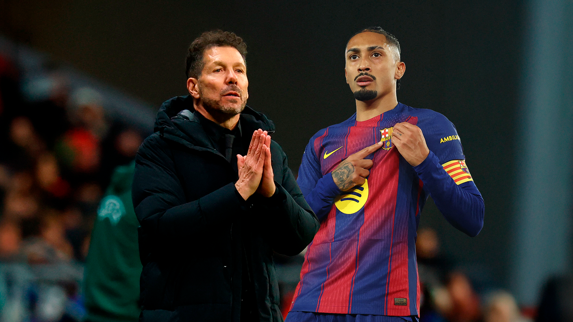 Diego Simeone y Raphinha