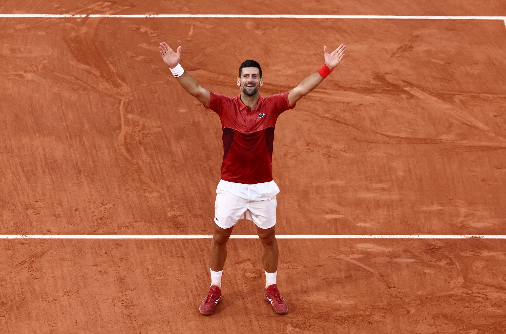 Djokovic celebrates after winning
