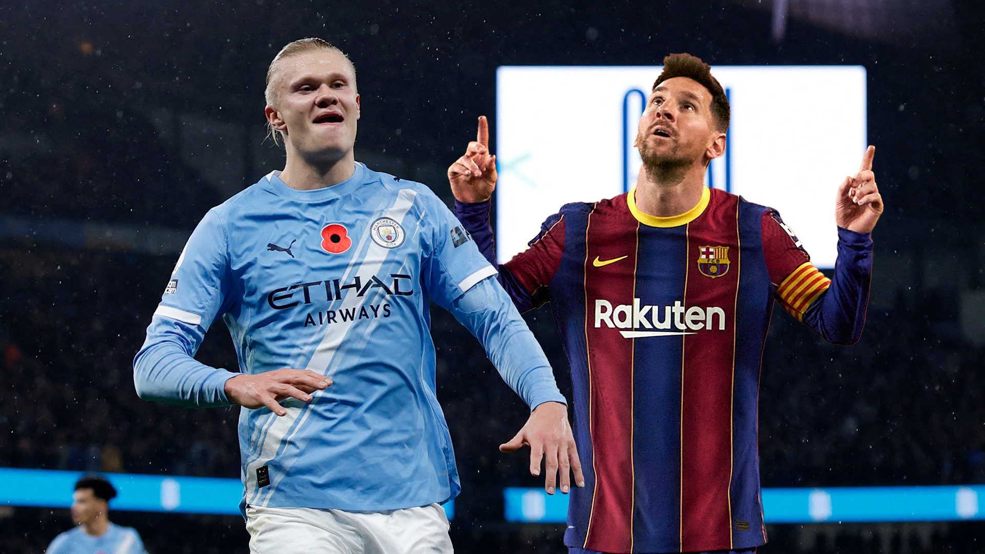 Erling Haaland y Lionel Messi