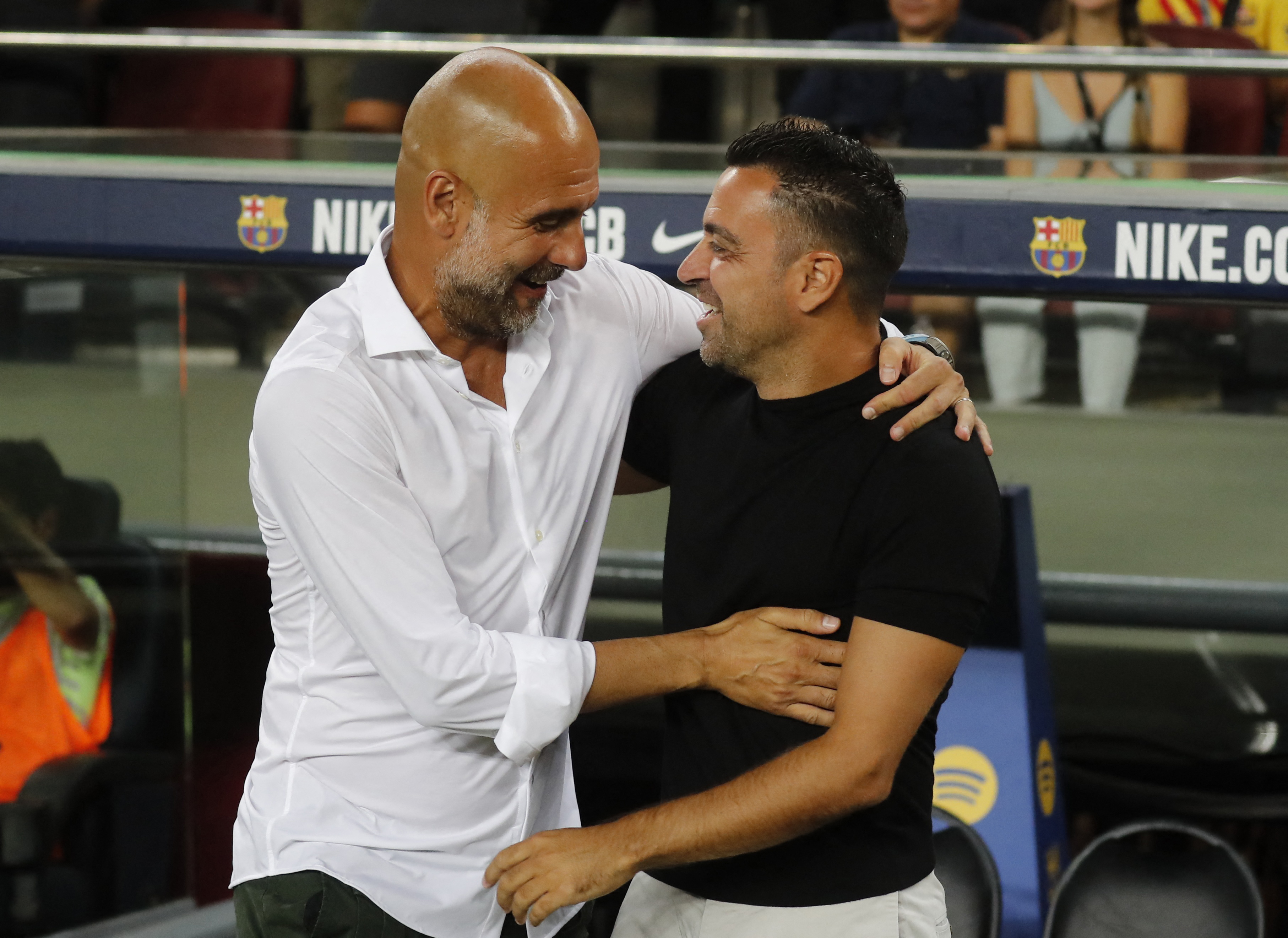 Guardiola et Xavi lors du Trophée Gamper en 2022