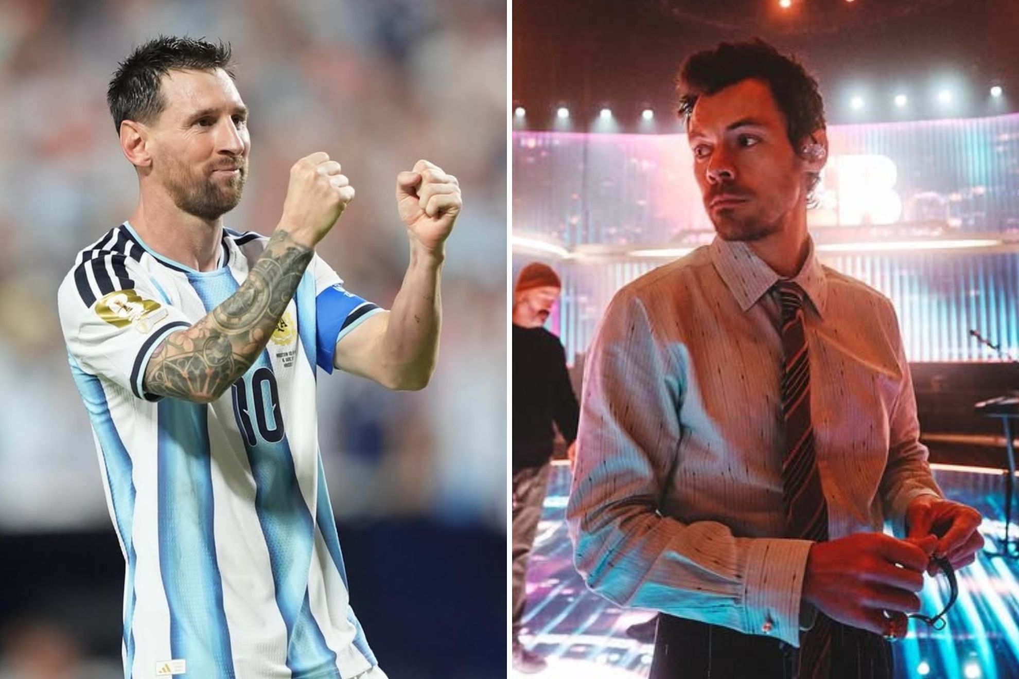 Harry Styles shows his Messi soccer tricks