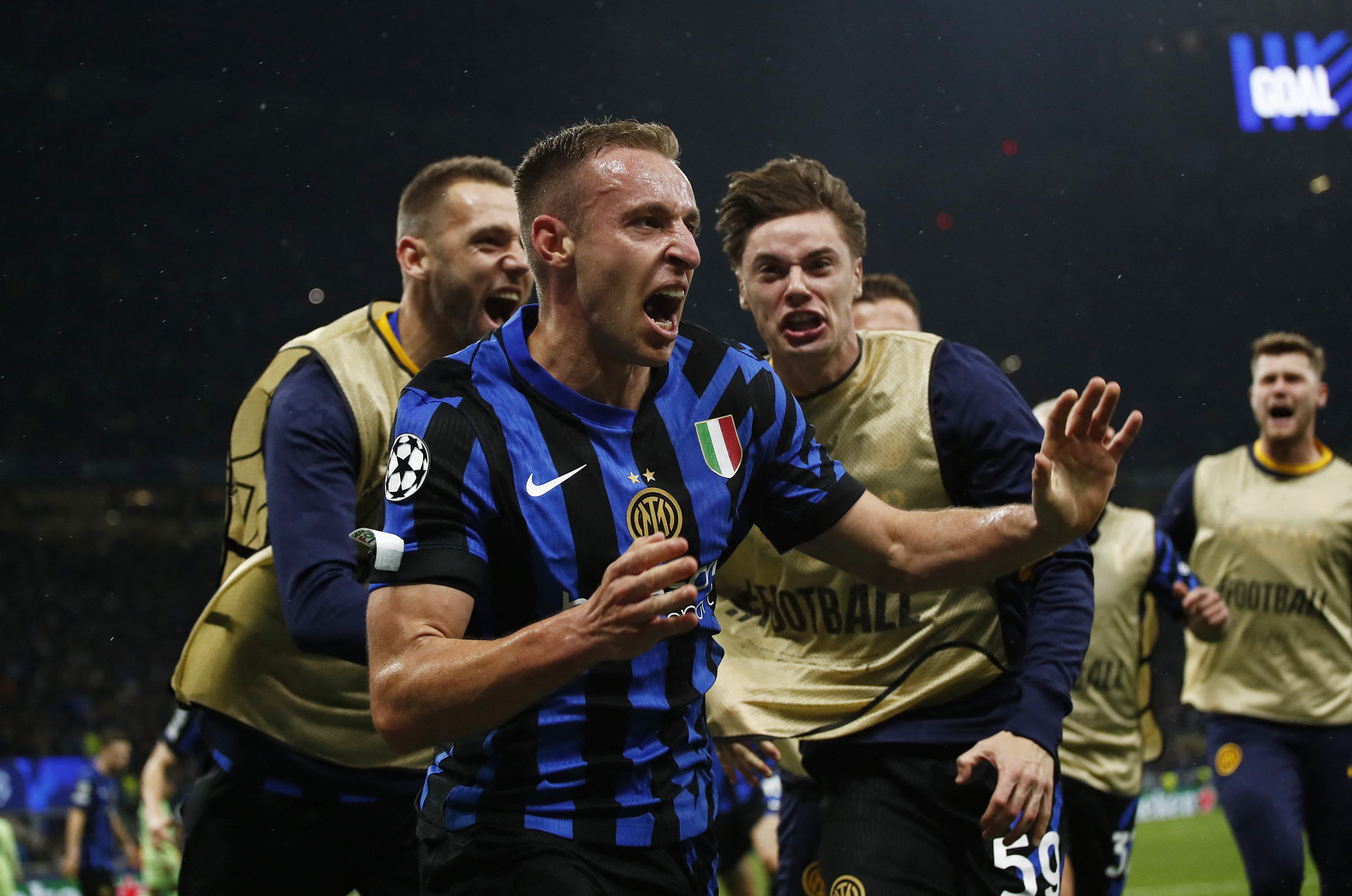 Inter celebrate winning goal