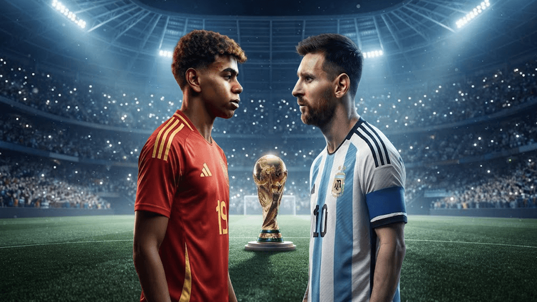 Lamine Yamal and Lionel Messi pictured ahead of a possible World Cup meeting