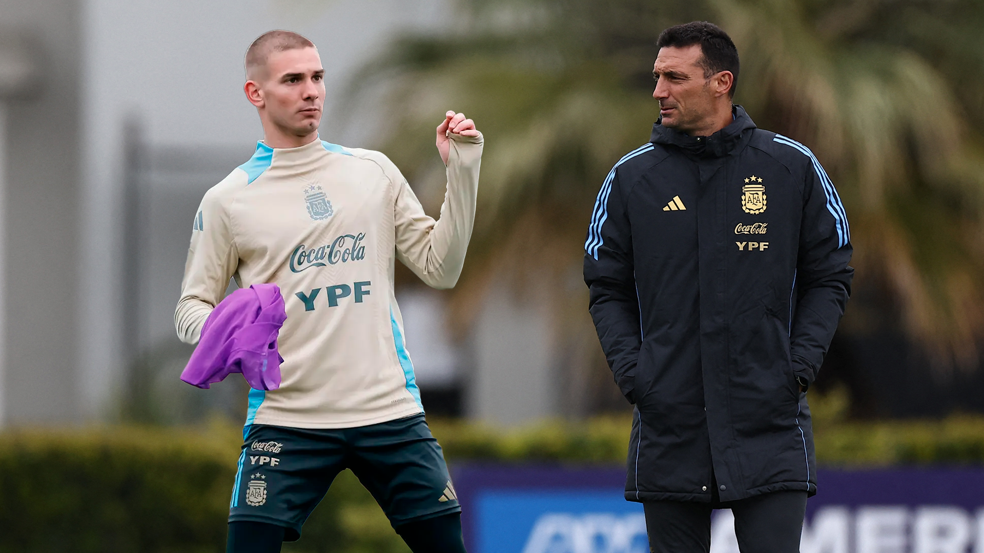 Lionel Scaloni y Franco Mastantuono