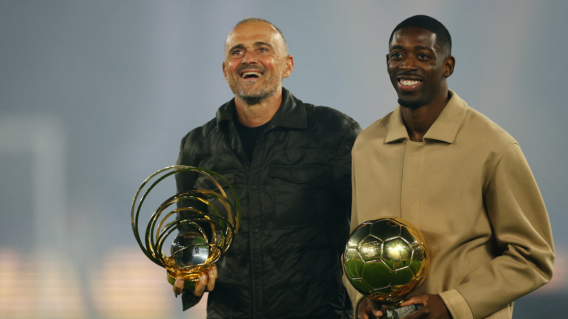 Luis Enrique y Ousmane Dembélé