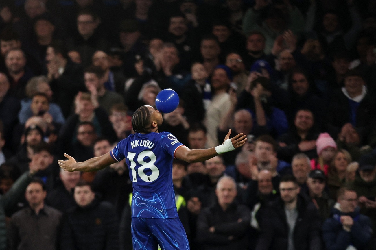 Nkunku celebrates Chelsea goal