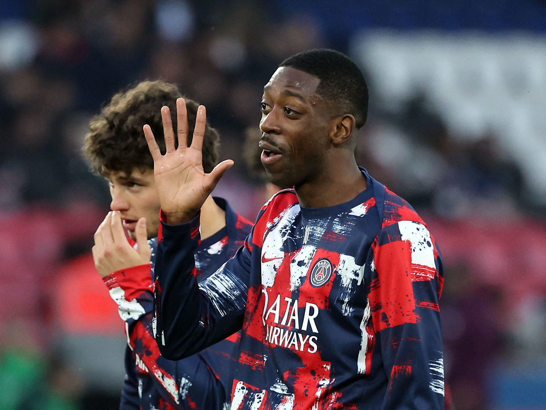 Ousmane Dembélé échuaffement