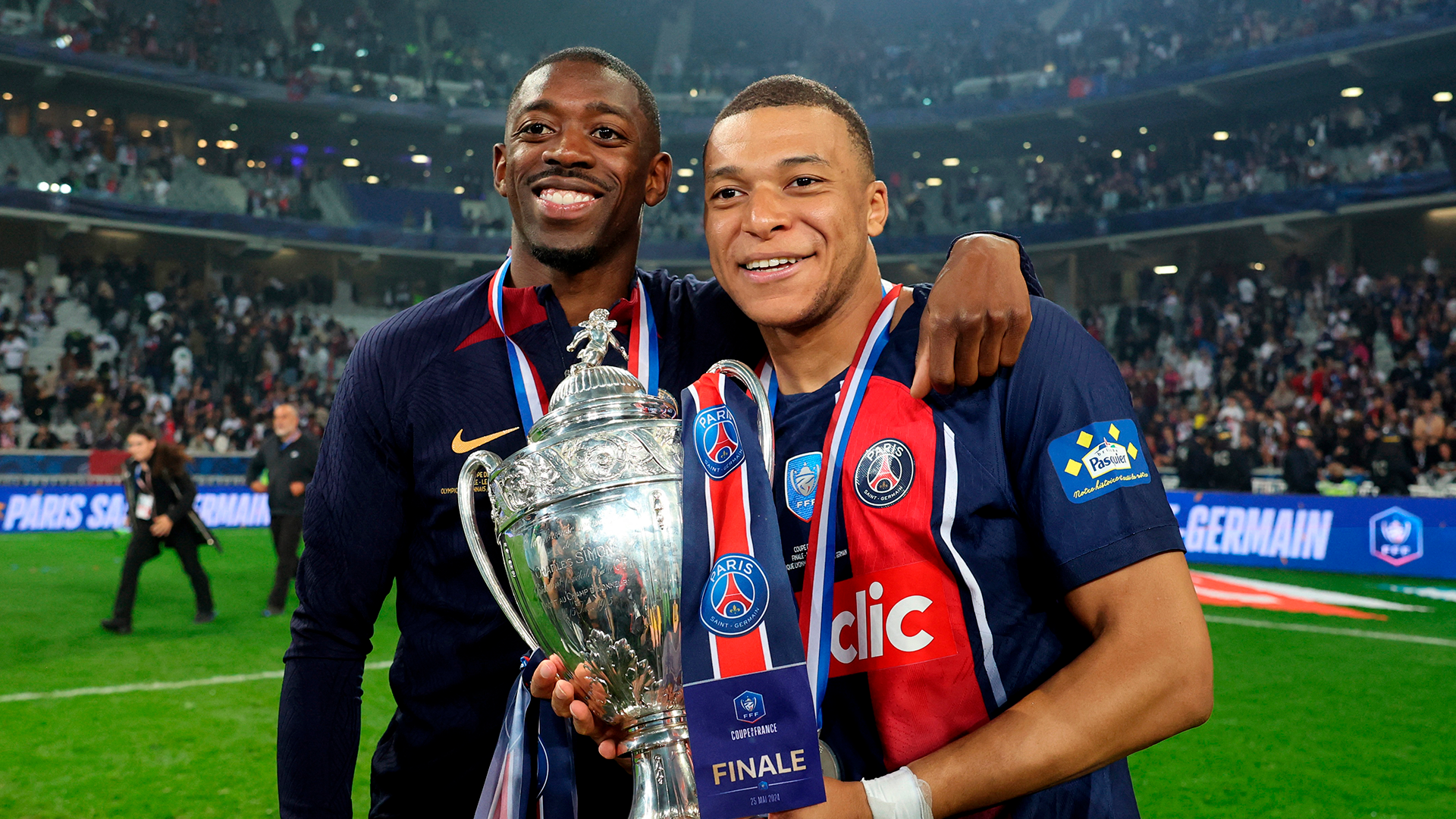 Ousmane Dembélé y Kylian Mbappé