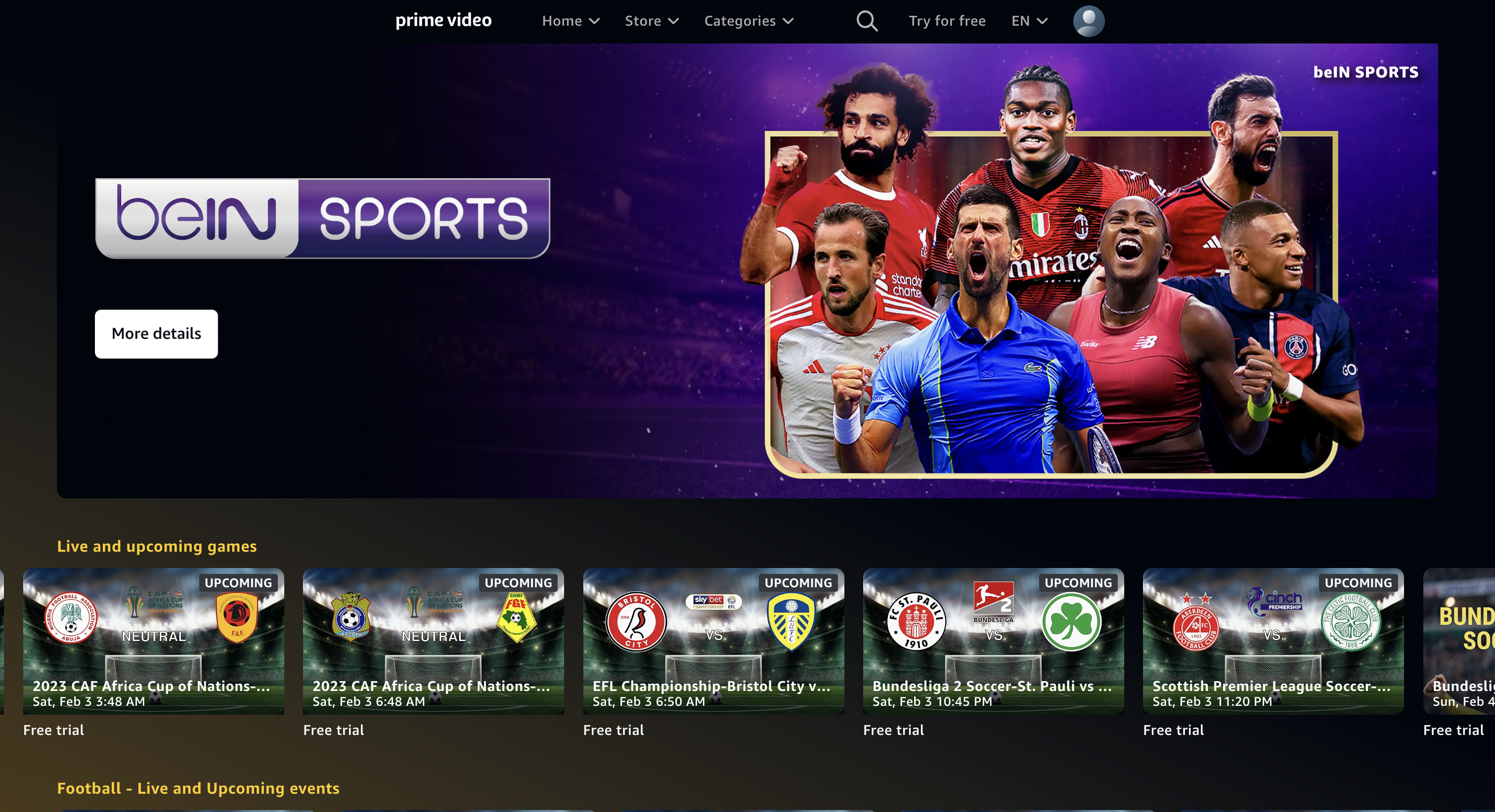 beIN SPORTS launches on  Prime Video