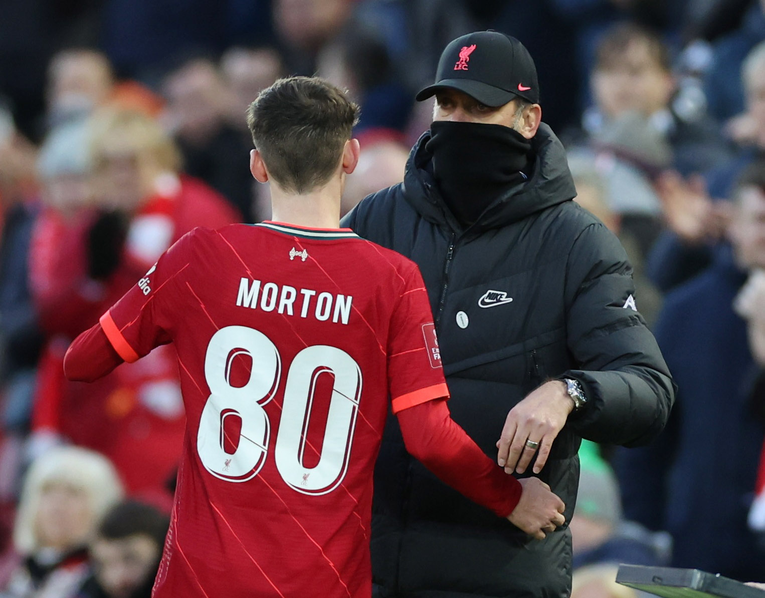 Tyler Morton et Jurgen Klopp