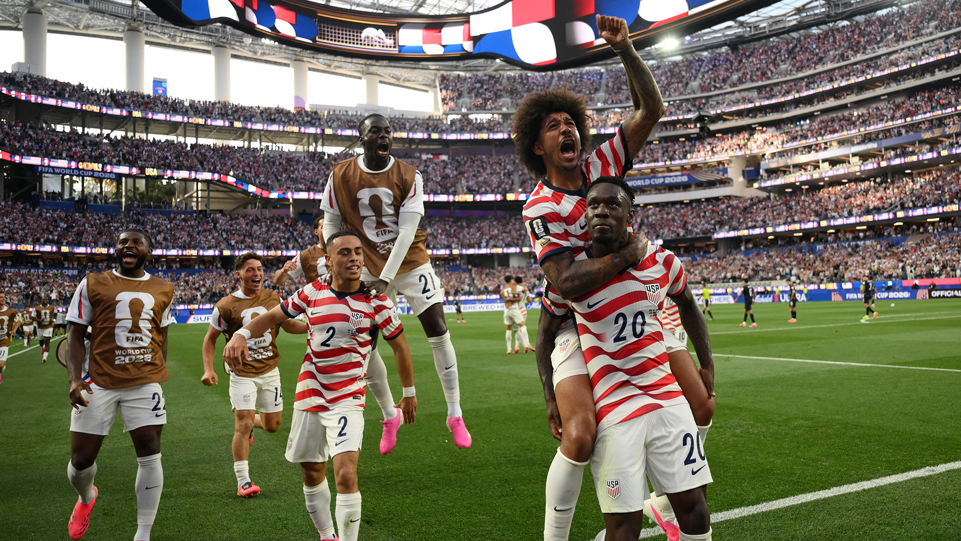 USA v Paraguay celebration