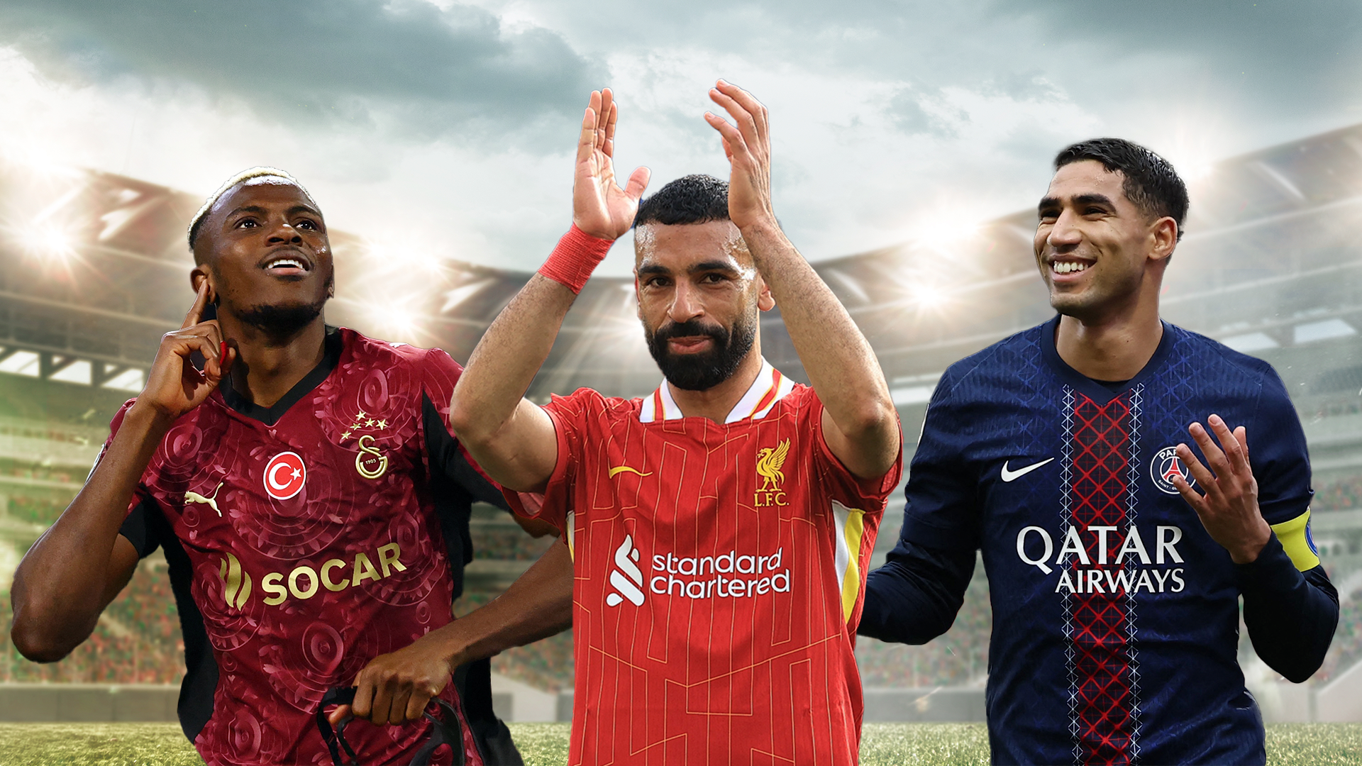 Victor Osimhen, Mohamed Salah y Achraf Hakimi