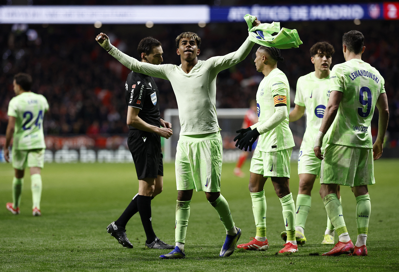 Yamal celebrates Barcelona victory